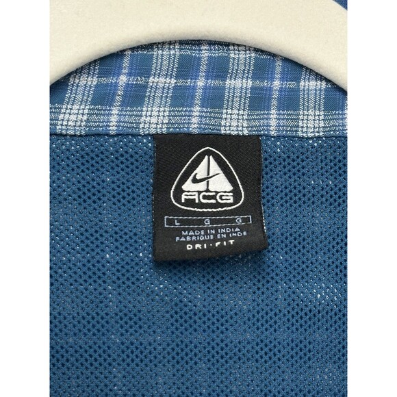 Vintage Nike ACG Dri Fit Shirt Mens Large Blue Plaid All Condition Gear - Picture 5 of 16